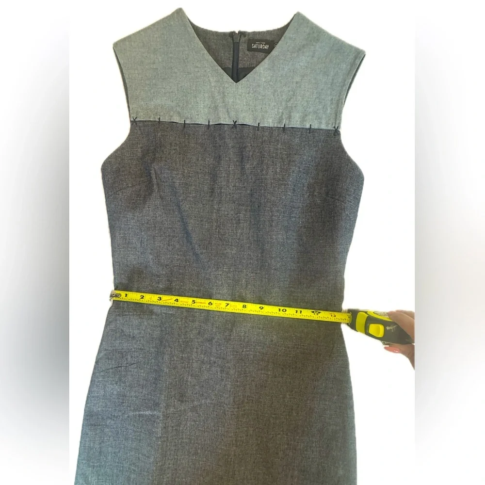 Kate Spade Saturday Sleeveless Embroidered Panel 2-Tone Chambray Dress Sz XS